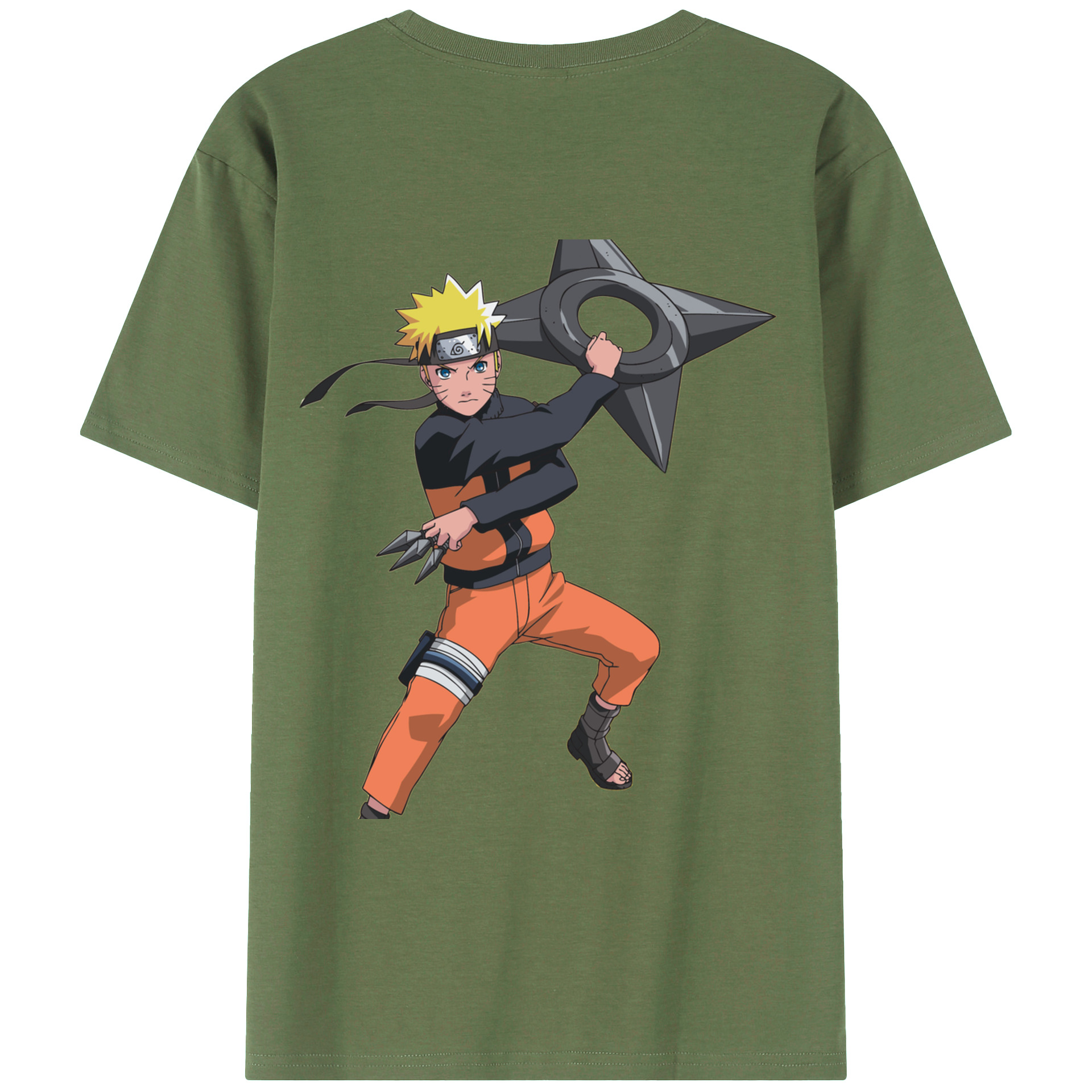 （画像用） NARUTO -ナルト- うずまき ナルト Uzumaki Naruto 綿100％ メンズ半袖Tシャツ（バックプリント） 通気性